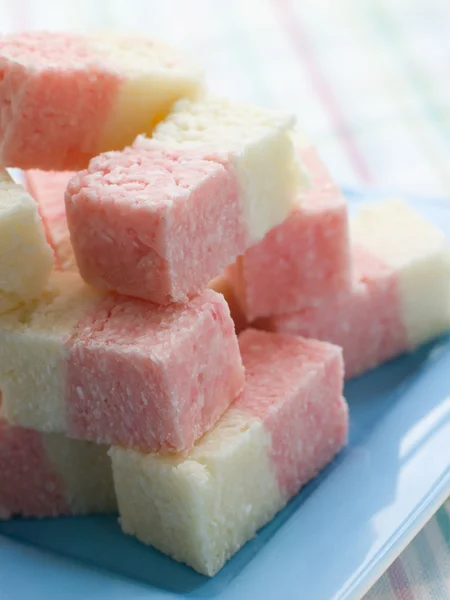 Plate Coconut Ice Sweets — Stock Photo, Image