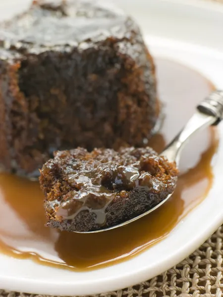 Pudding Przyklejony toffi z sosem toffi — Zdjęcie stockowe