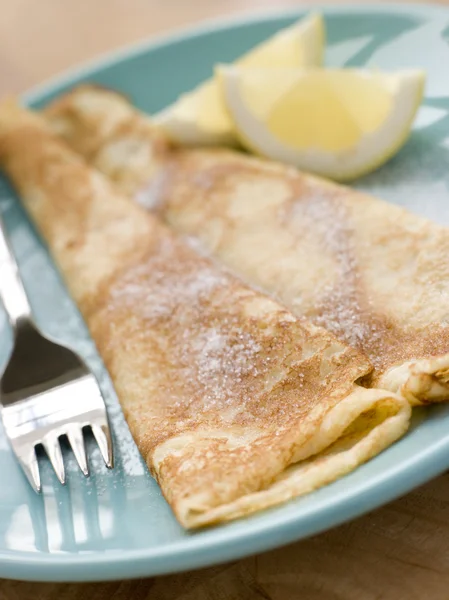 Folded Pancakes Lemon Sugar — Stock Photo, Image