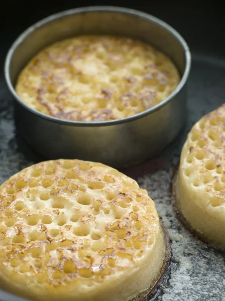 Cooking Crumpets Frying Pan — Stock Photo, Image