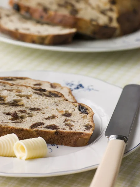 Slice of Barm Brack with Butter — Stock Photo, Image