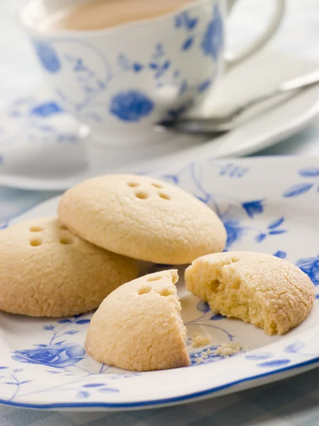 Wellington Button Biscoitos Com Uma Xícara Chá — Fotografia de Stock