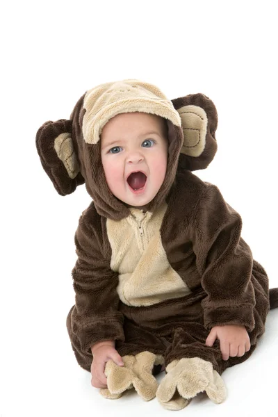 Bebê em macaco traje — Fotografia de Stock