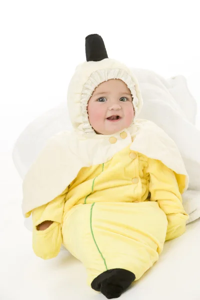 Baby in banaan kostuum — Stockfoto