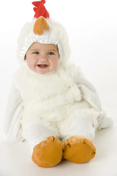 Bambino in costume da pollo — Foto Stock