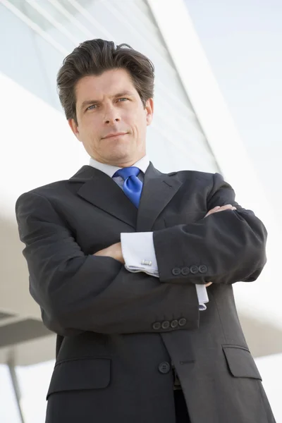 Businessman Standing Outdoors Building — Stock Photo, Image