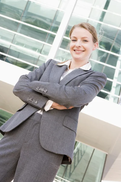 Businesswoman Standing Outdoors Smiling — Stock Photo, Image
