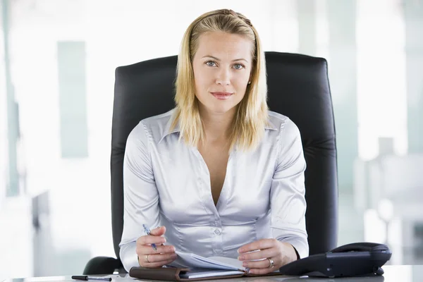 Businesswoman Sitting Office Personal Organizer — Stock Photo, Image