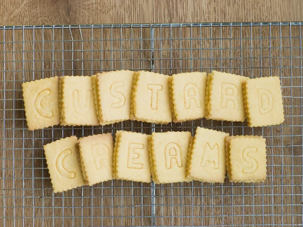 Custard Cream Biscuits Cooling Rack — Stock Photo, Image