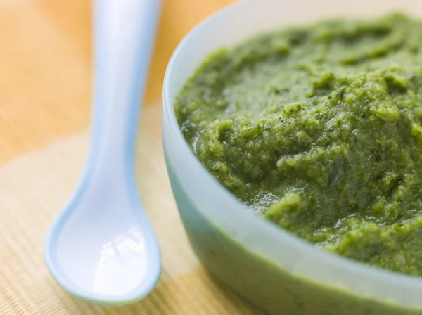 Broccoli Spinach Baby Food Puree — Stock Photo, Image