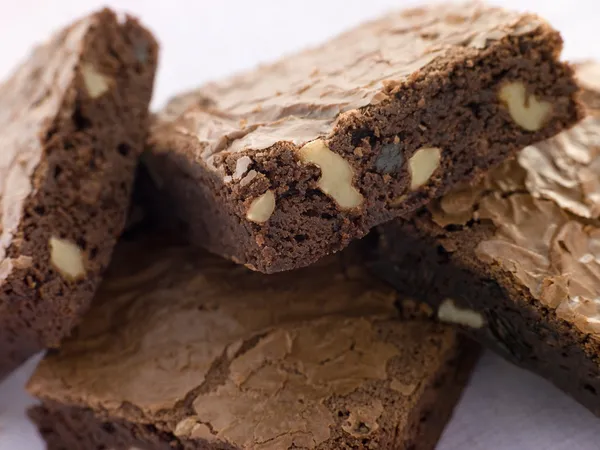 Schokoladen-Nuss-Brownies — Stockfoto