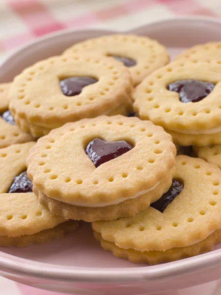 Engarrafamento Biscoitos Coração Creme — Fotografia de Stock