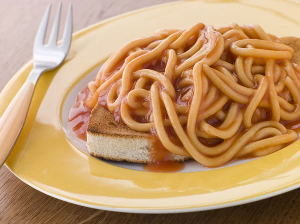 Špagety na toastu — Stock fotografie