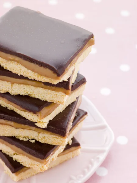 Chocolade karamel zandkoek — Stockfoto