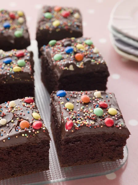 Schokolade Quadratische Blechkuchen — Stockfoto