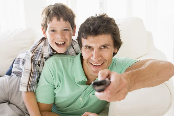Man Young Boy Remote Control Smiling — Stock Photo, Image