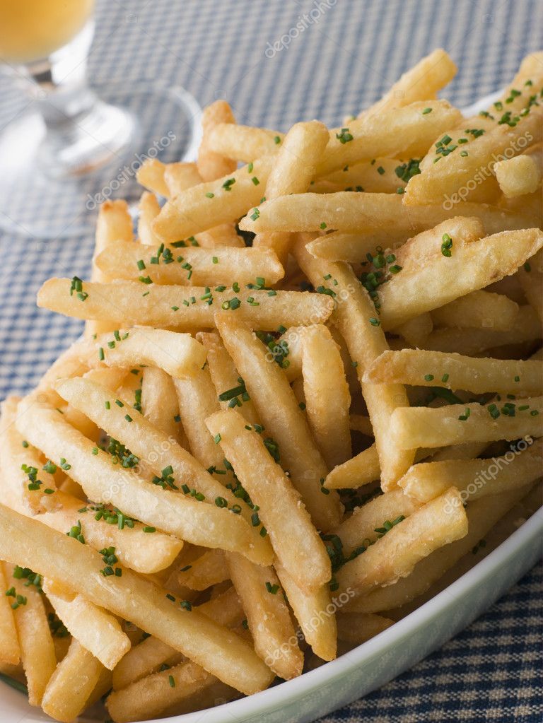 Garlic French Fries with Chives — Stock Photo © monkeybusiness #4765721