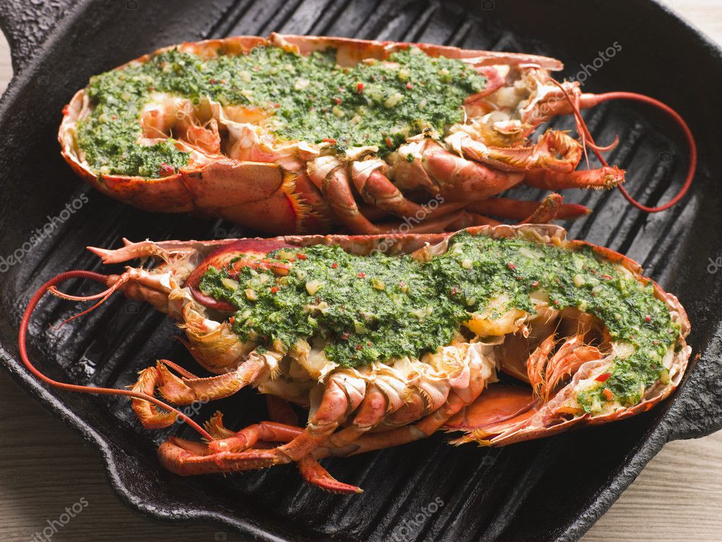 Lobster Half Grilled with Garlic and Parsley Butter — Stock Photo