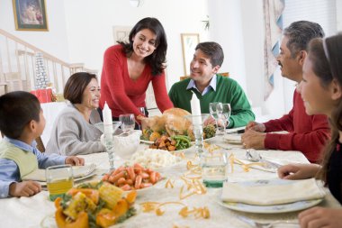 Family All Together At Christmas Dinner clipart