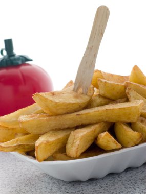 Portion Of Chips In A Polystyrene Tray clipart