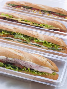 Selection Of Baguettes In Plastic Packaging clipart