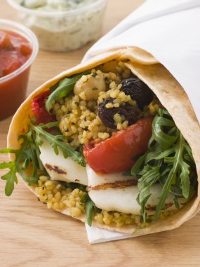 Spiced Cous Cous And Grilled Halloumi Tortilla Wrap clipart