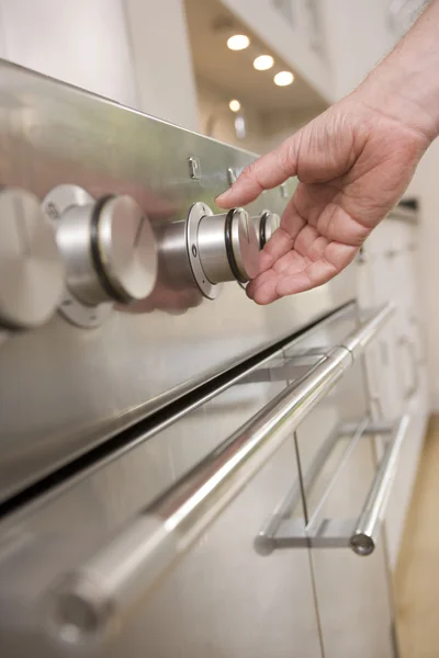 Hand Stove Dial Kitchen — Stock Photo, Image