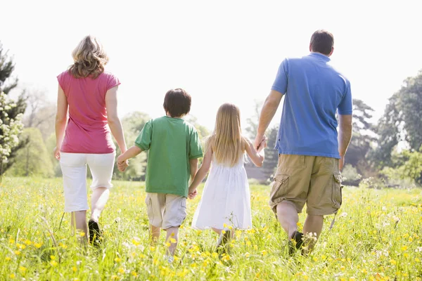 Famiglia Che Cammina All Aperto Tenendosi Mano — Foto Stock