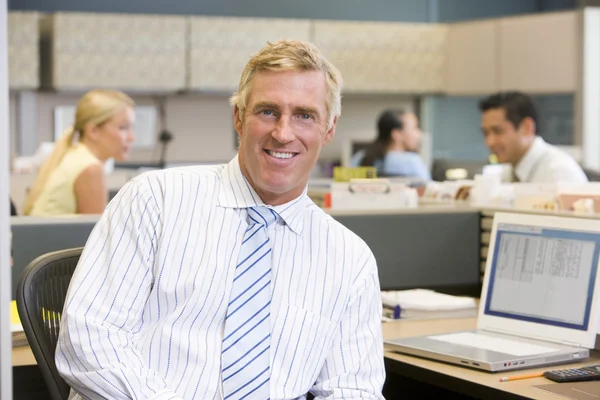 Businessman Cubicle Smiling — Stock Photo, Image