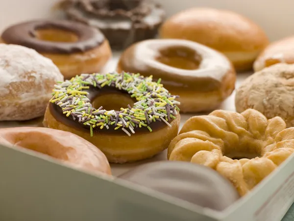 Seleção Donuts Uma Bandeja — Fotografia de Stock