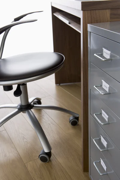 Empty Chair Desk Filing Cabinet — Stock Photo, Image