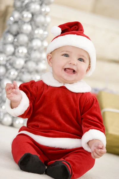 Baby Santa Kostuum Met Kerstmis — Stockfoto