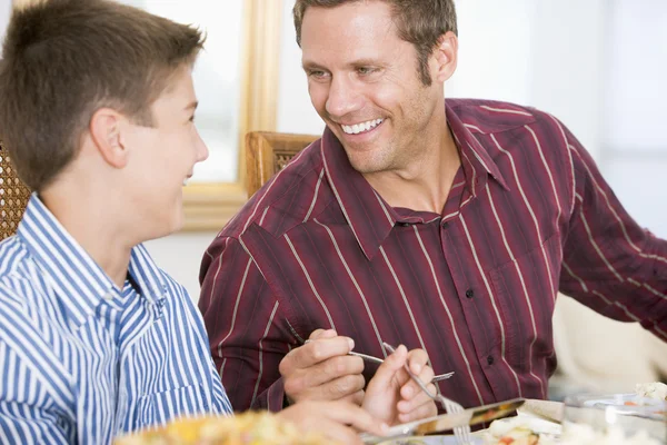 Father Son Christmas Dinner — Stock Photo, Image