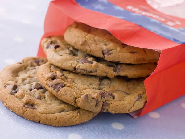 Zacskó Tej Csokoládé Chip Cookie Kat — Stock Fotó