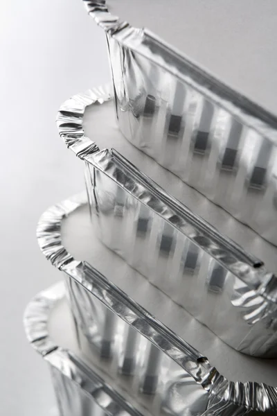 Stack Of Foil Take Away Containers — Stock Photo, Image