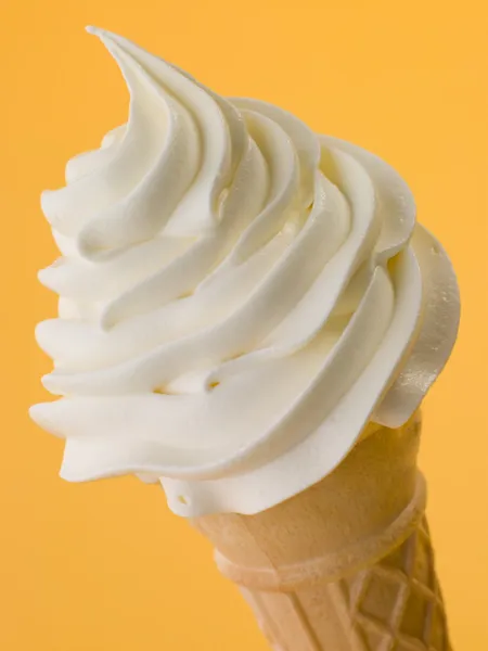 Soft Whipped Ice Cream In A Wafer Cone — Stock Photo, Image