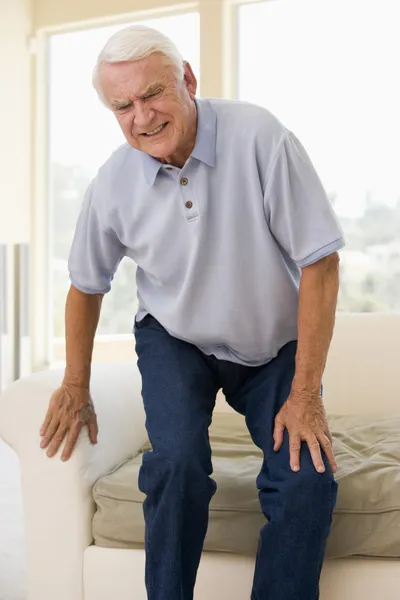 Senior Man Trying Sit — Stock Photo, Image