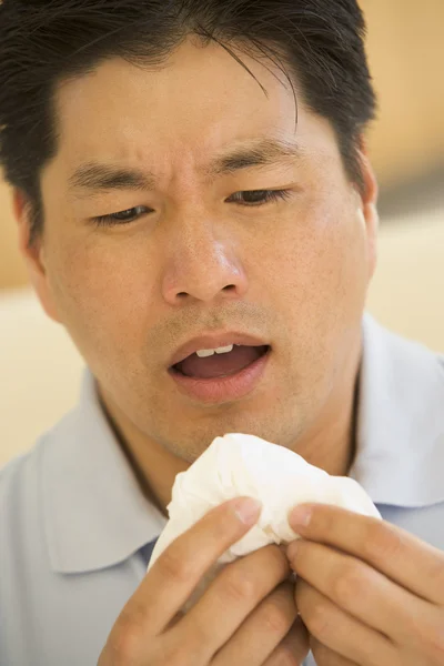 Man Blowing His Nose — Stock Photo, Image