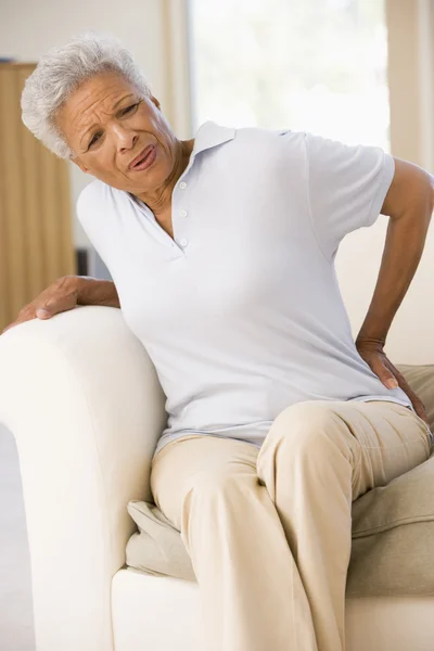 Mujer Con Dolor Espalda —  Fotos de Stock