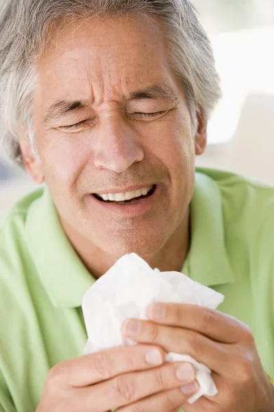Man Blowing His Nose — Stock Photo, Image
