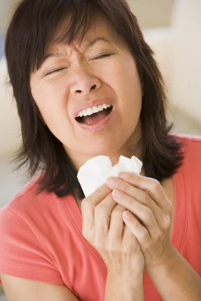 Woman Sneezing — Stock Photo, Image