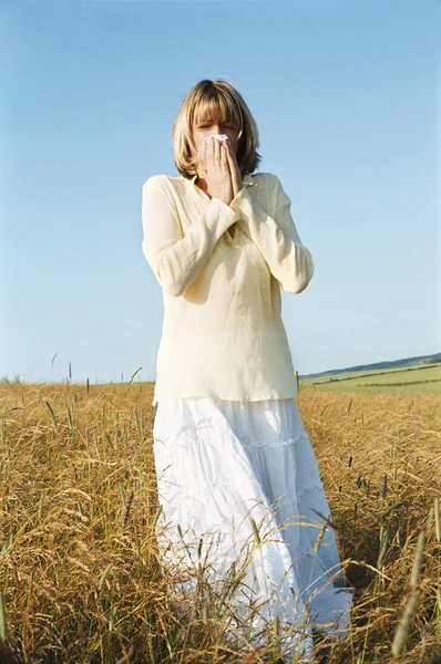 stock image Woman Blowing Her Nose