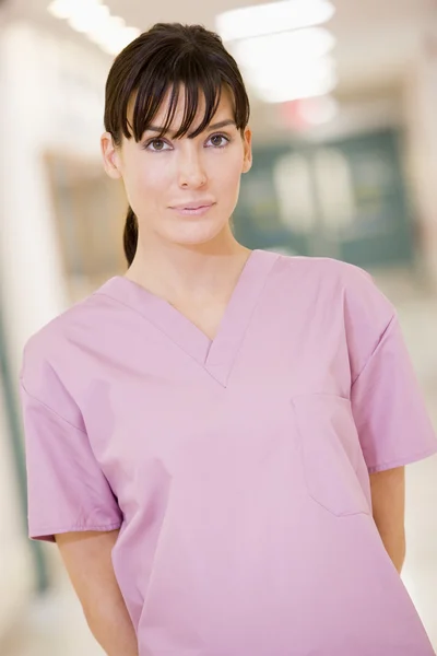 Nurse Standing Hospital Corridor — Stock Photo, Image