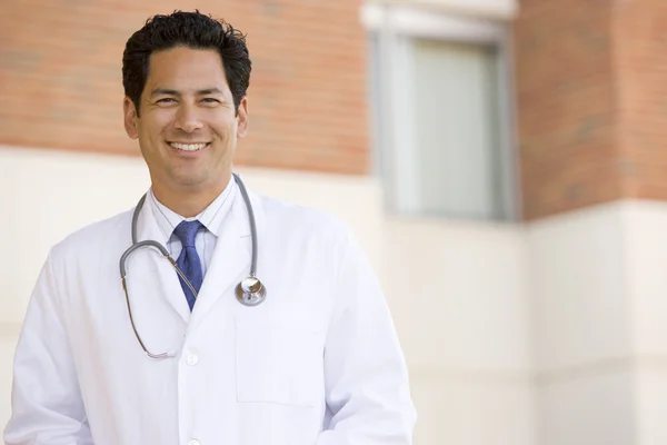 Doctor Standing Outside A Hospital — Stock Photo, Image
