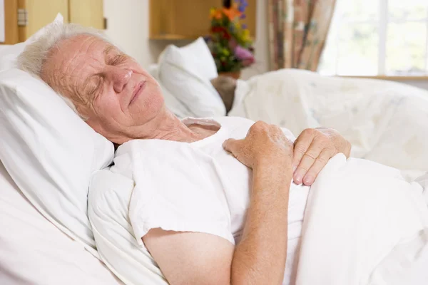 Senior Man Asleep Hospital Bed — Stock Photo, Image