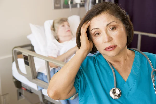 Stressed Out Doctor Patients Room — Stock Photo, Image