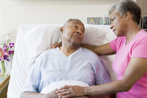 Senior Couple Looking Serious Hospital — Stock Photo, Image