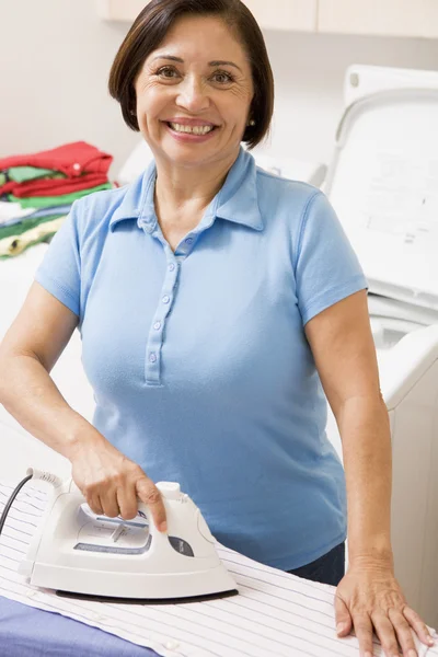Woman Ironing Shirt — Stock Photo, Image