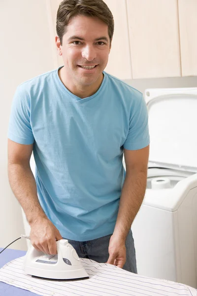 Man Ironing Shirt — Stock Photo, Image