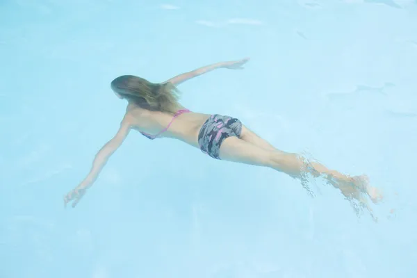 Young Girl Swimming Pool Underwater — Stock Photo, Image